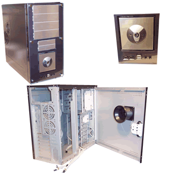 black atx computer case wht 12 bays panel knobs