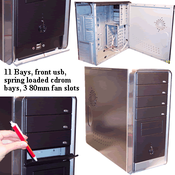 black atx computer case wht 12 bays panel knobs