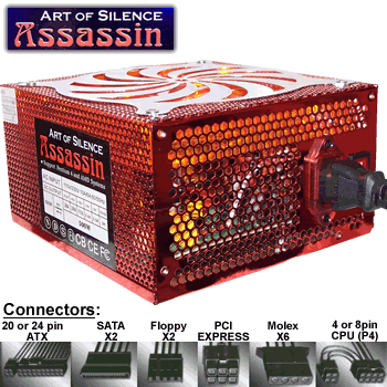 500 Watt ATX Power Supply - PowMax Assassin Orange