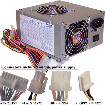 530 Watt ATX Silent Quiet Power Supply